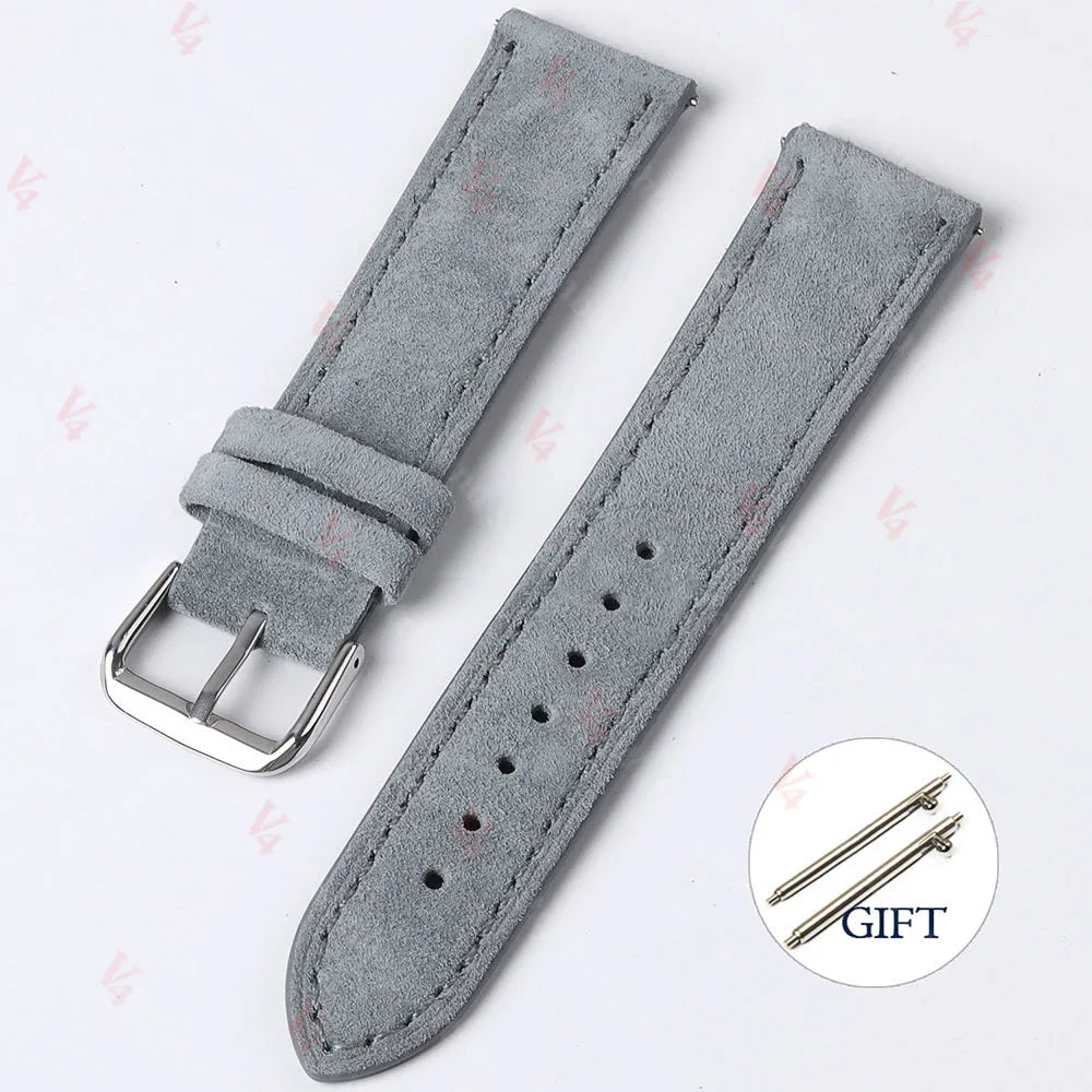 Vintage Suede Cowhide Watch Strap — 18mm 19mm 20mm 22mm Handmade Leather Band — view 11 of watch straps