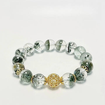 Crystal & Gemstone Green Ghost Quartz Bracelet — Hydrangea Natural Stone Women's Jewelry — view 1 of crystal & gemstone