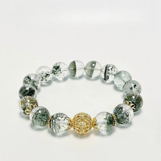 Crystal & Gemstone Green Ghost Quartz Bracelet — Hydrangea Natural Stone Women's Jewelry — view 1 of crystal & gemstone