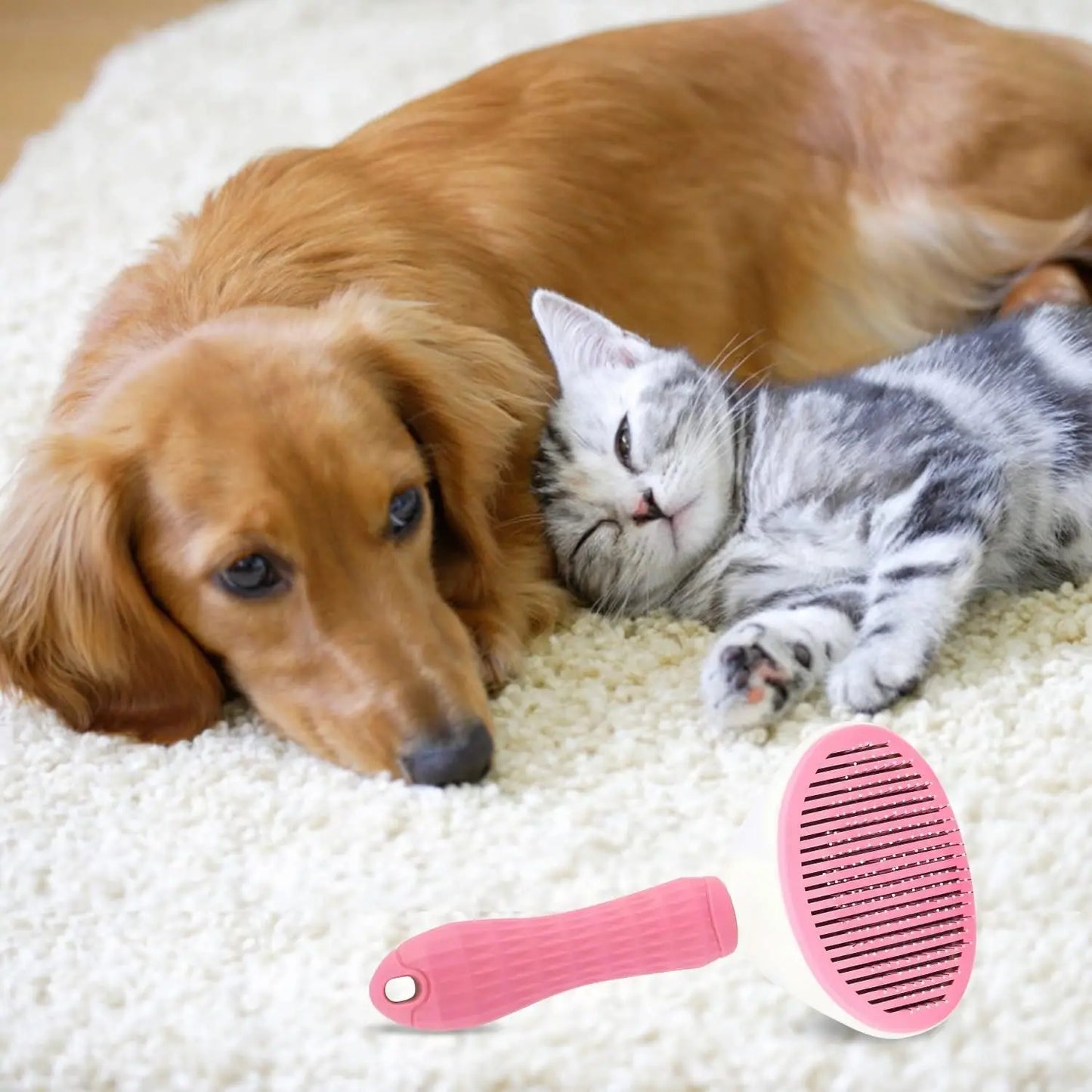 Non-Slip Pet Grooming Brush, Massage & Deshedding Tool — product photo 1