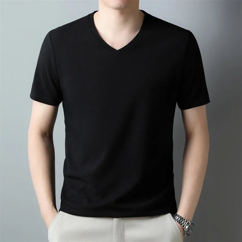 Men's Waffle Knit V-Neck Short-Sleeve T-Shirt — view 7 of t-shirts