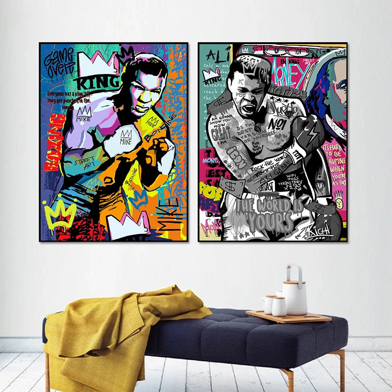 Home Decor Mike Tyson Boxing Graffiti Poster — Pop Canvas Wall Art, Boxer Legend Motivation — view 3 of home decor