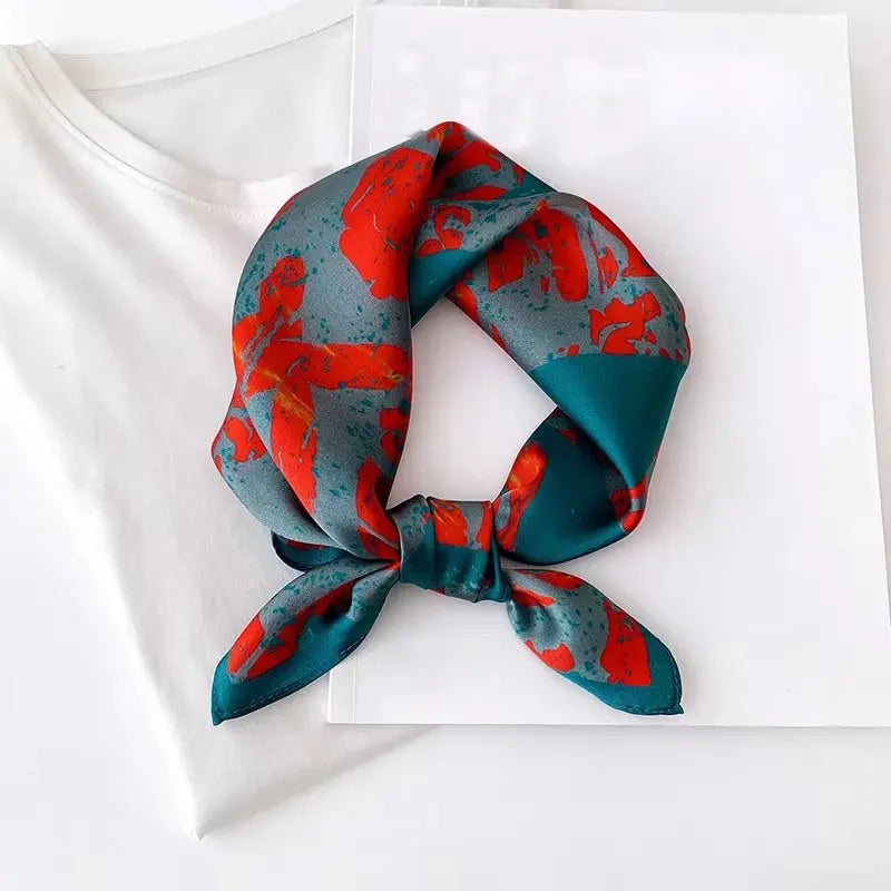 Silk Scarf Small Square 2026 Pashmina — 53×53cm Geometric Trending Palette Bandana Hair Scarf