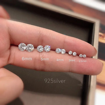 Women's 925 Sterling Silver Crystal CZ Stud Earrings — Tiny Clear Gemstone Jewelry