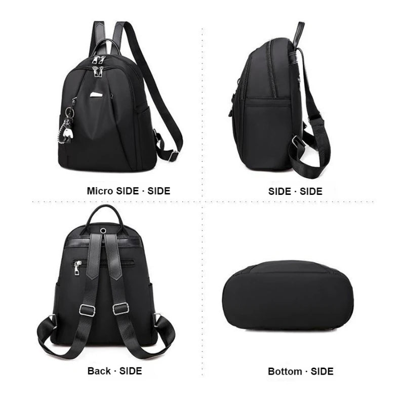 Women's Trendy Oxford Backpack - Casual Teen School Bag with Charm Detail — view 5 of backpacks