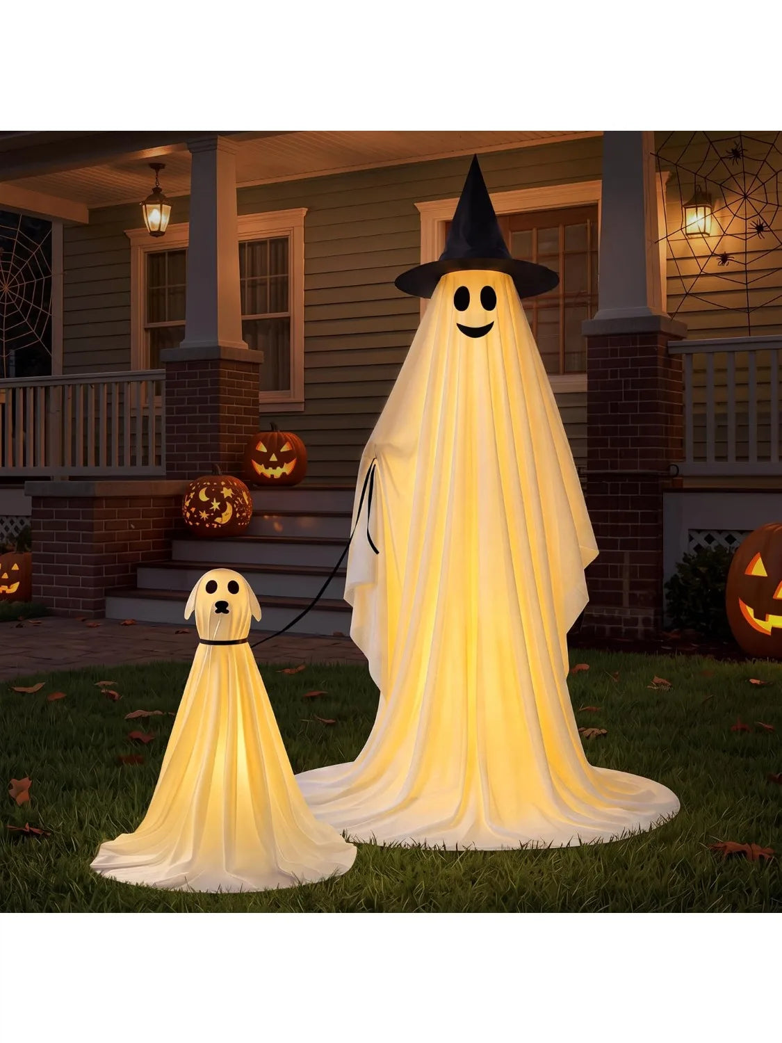 Outdoor Halloween Ghost Decorations, 55" Standing Ghost & 23" Dog Set — product photo 8