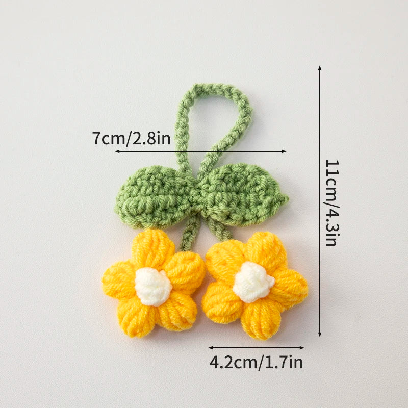 Home Decor Crochet Flower Pendant — Hand-Knitted Car Interior Hanging Decor & Bag Accessory — view 20 of home decor