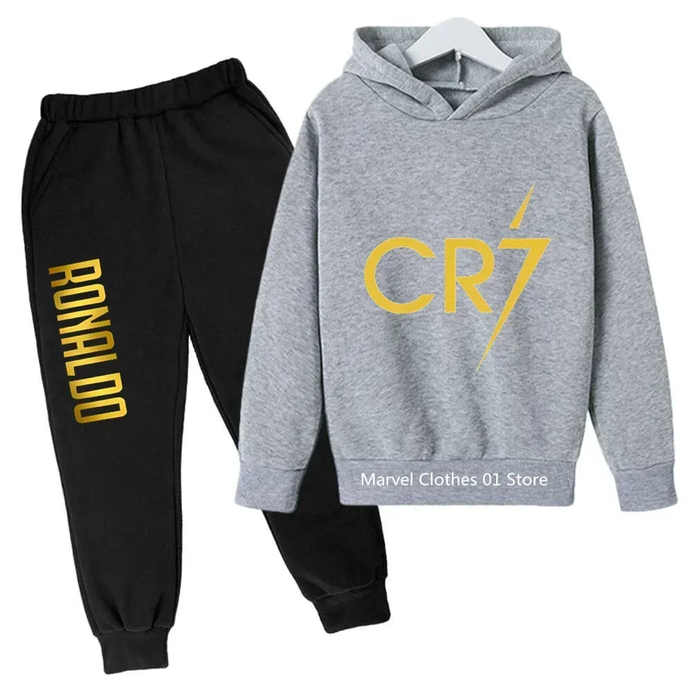 Cristiano Ronaldo CR7 Cosplay Costumes Kids Football Idol Hoodie Set Pants Kids Boys High Quality Tops Girls Clothing Sets