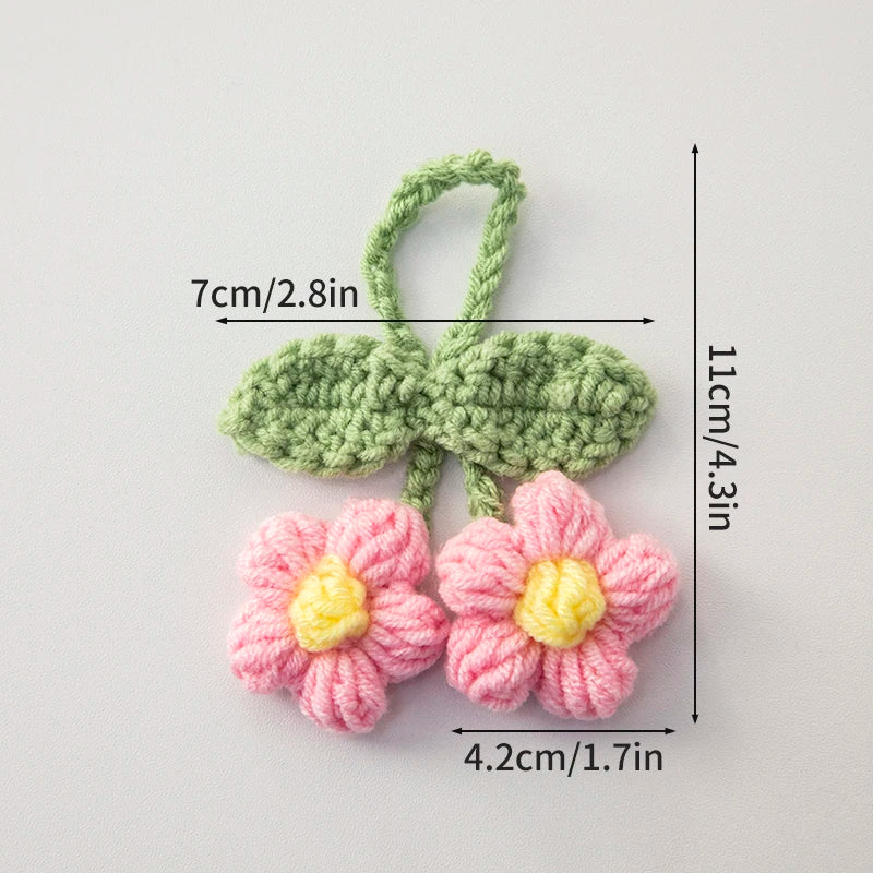 Home Decor Crochet Flower Pendant — Hand-Knitted Car Interior Hanging Decor & Bag Accessory