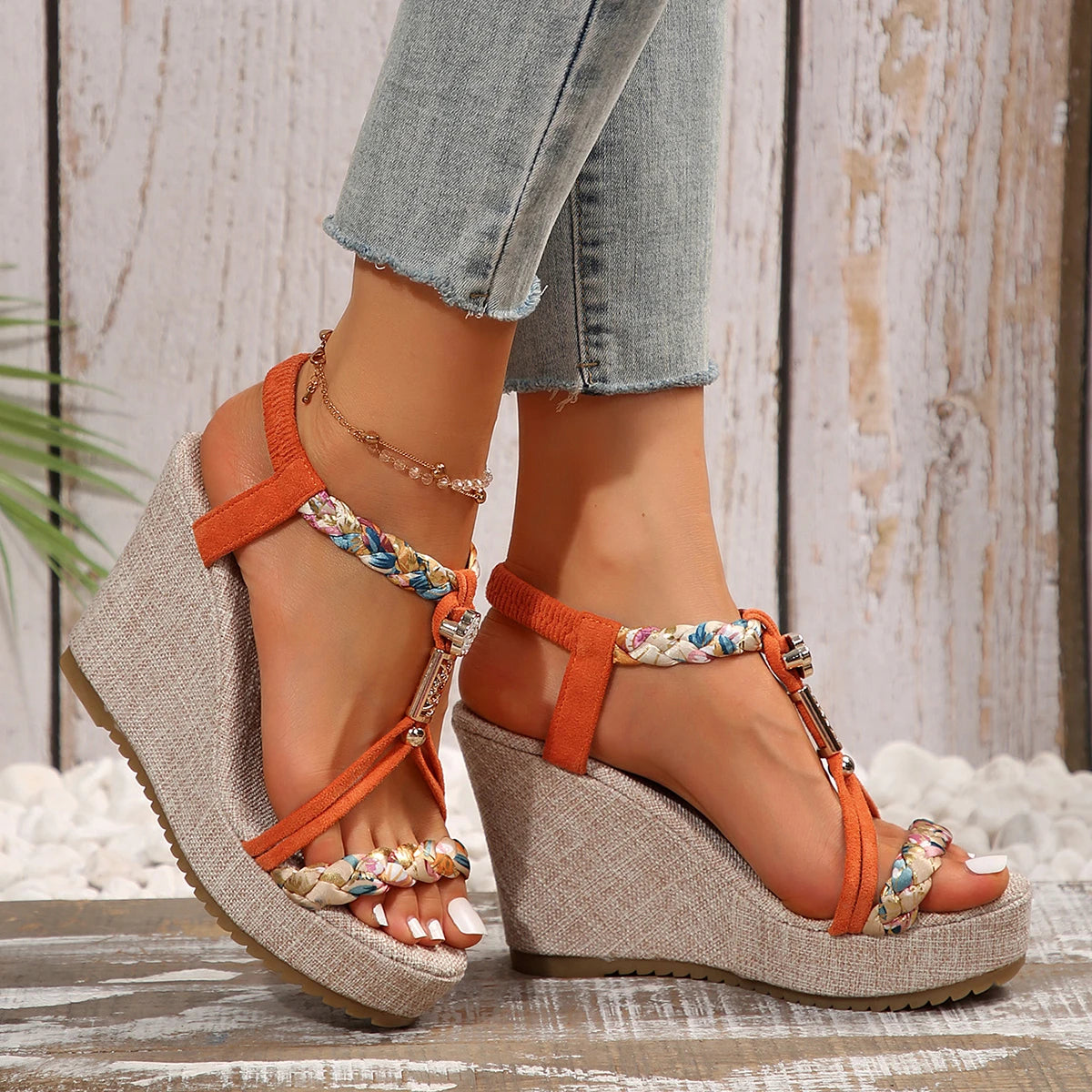 Sandals & Slides — Designer Wedge Platform Sandals, Outdoor Casual Summer Heels — view 2 of sandals & slides