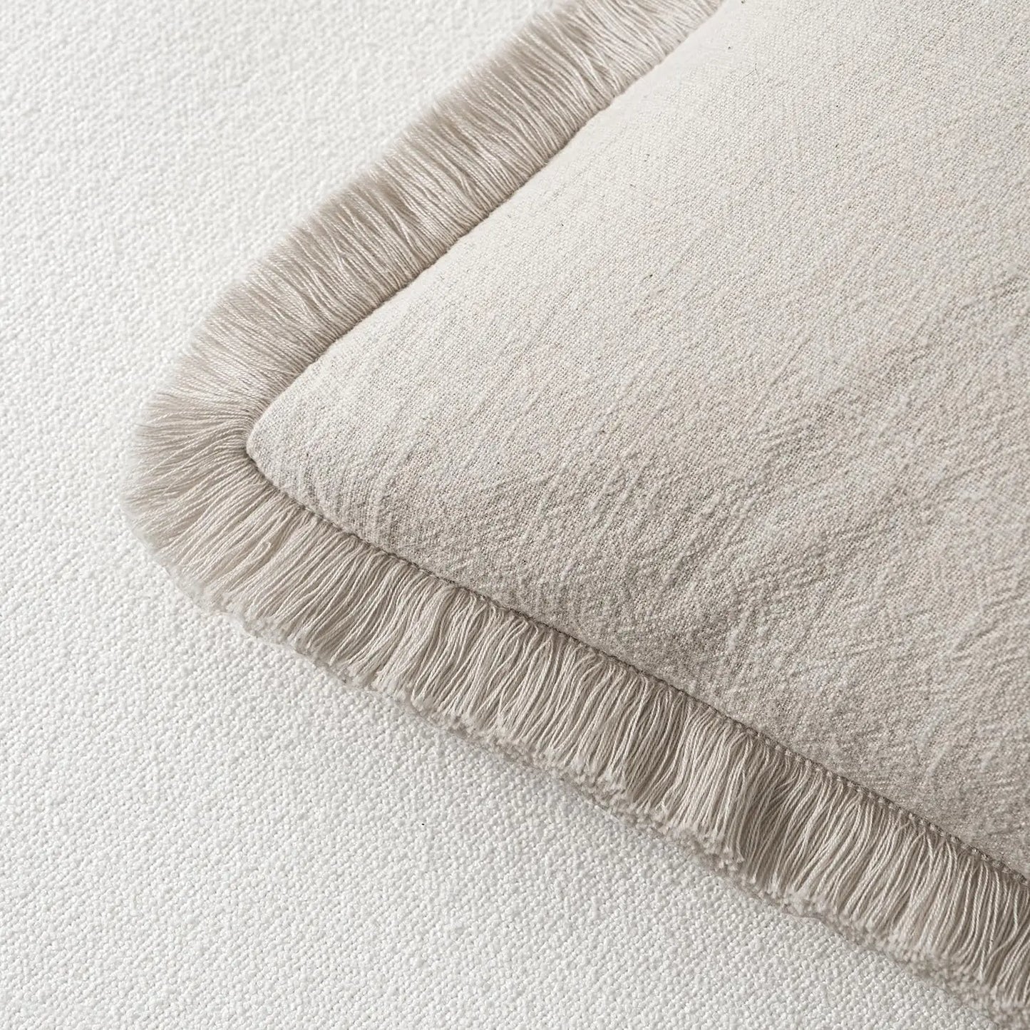 Linen Fringe Throw Pillow Cover — Boho Farmhouse Tasseled Accent Cushion Case — view 3 of cushion covers & pillow cases