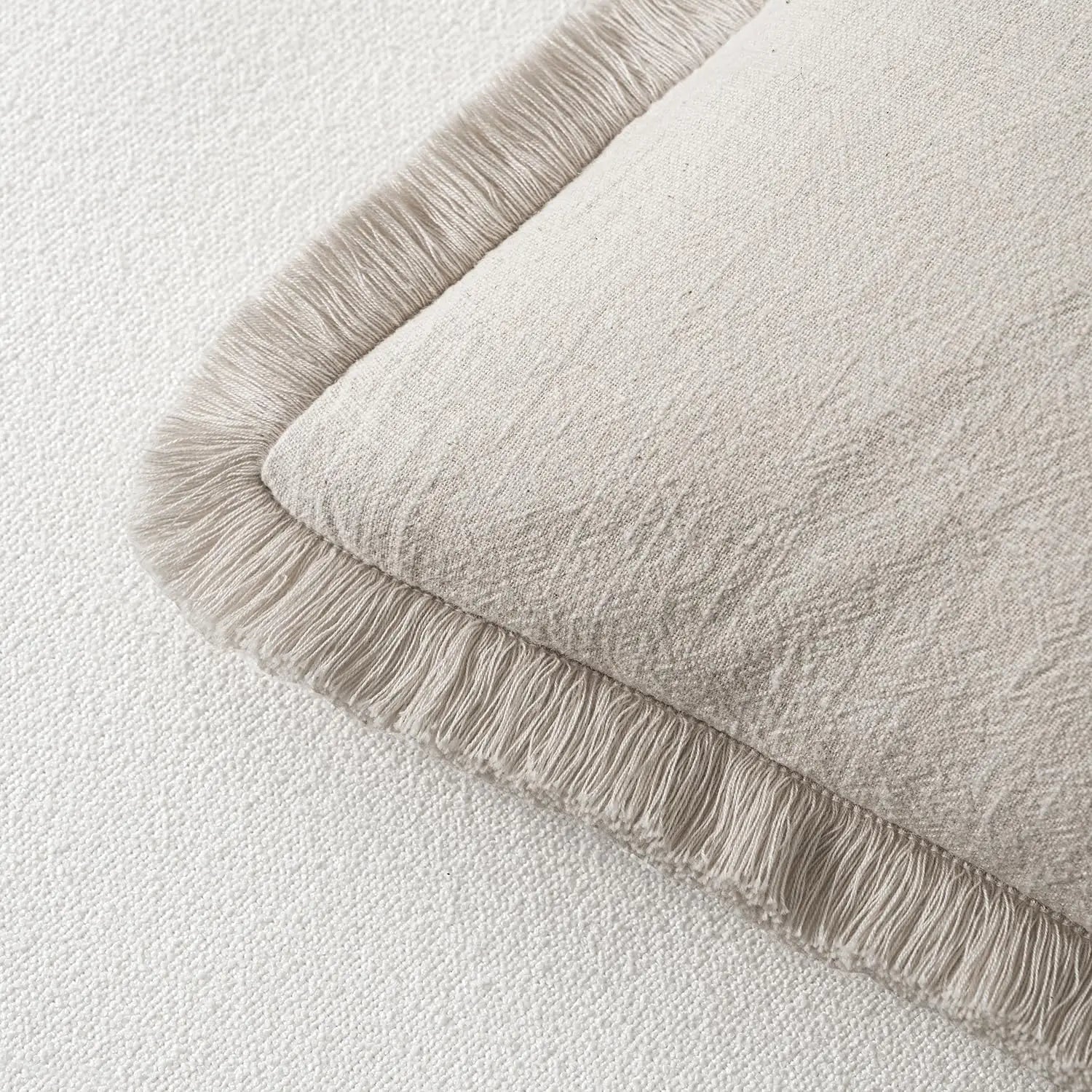 Linen Fringe Throw Pillow Cover — Boho Farmhouse Tasseled Accent Cushion Case — view 3 of cushion covers & pillow cases