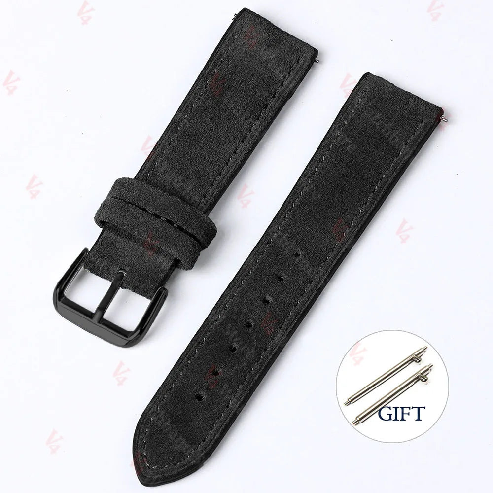 Vintage Suede Cowhide Watch Strap — 18mm 19mm 20mm 22mm Handmade Leather Band — view 7 of watch straps