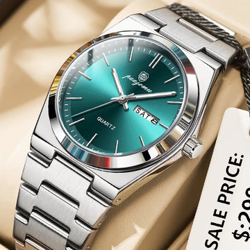 Men's Chronograph Watch — Stainless Steel Waterproof Luminous Quartz Wristwatch — view 1 of watches