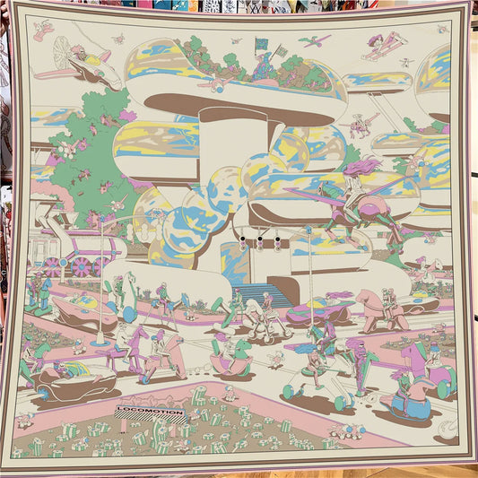 Cashmere Scarf Hand-Rolled Square 135cm — Wearable-Art Museum-Fashion Luxury Shawl — view 1 of scarves & wraps