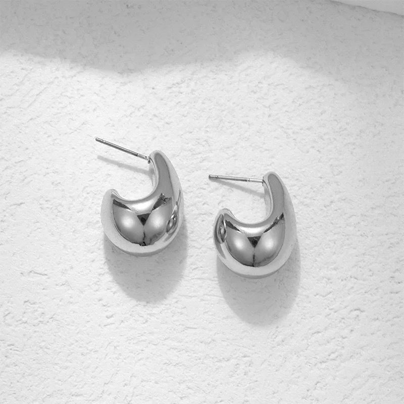 Women's Chunky Dome Drop Earrings — Gold Plated Vintage Teardrop Jewelry — view 11 of jewelry