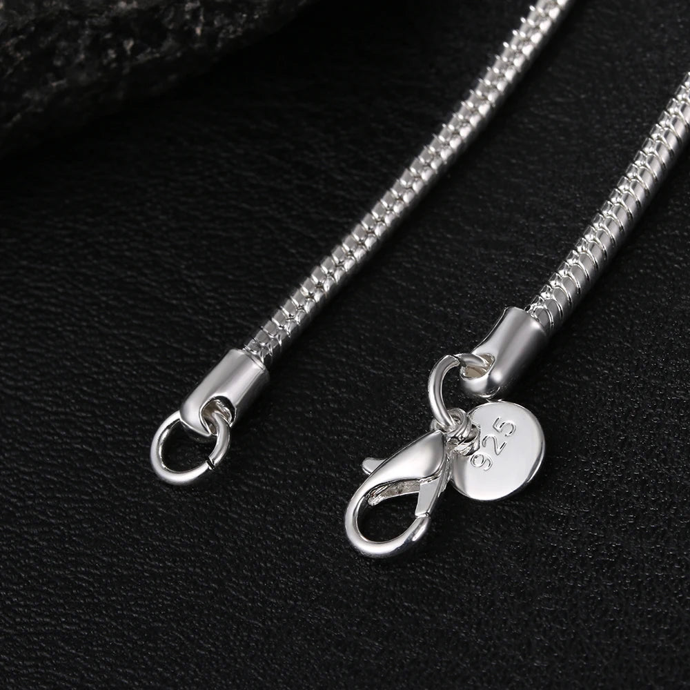 Unisex 925 Sterling Silver Snake Chain Necklace — 1-3mm Solid Fashion Jewelry