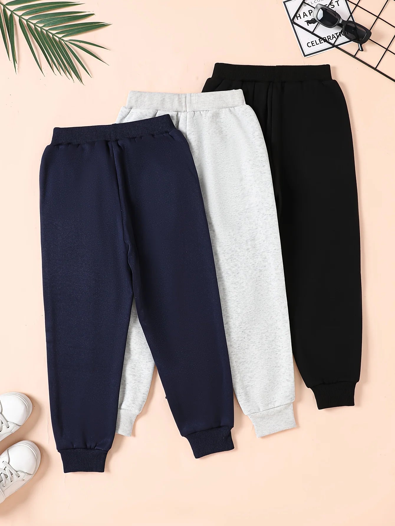 Boys Jogger Pants 3-Pack - Letter-Print Streetwear Casual Bottoms — view 2 of boys bottoms