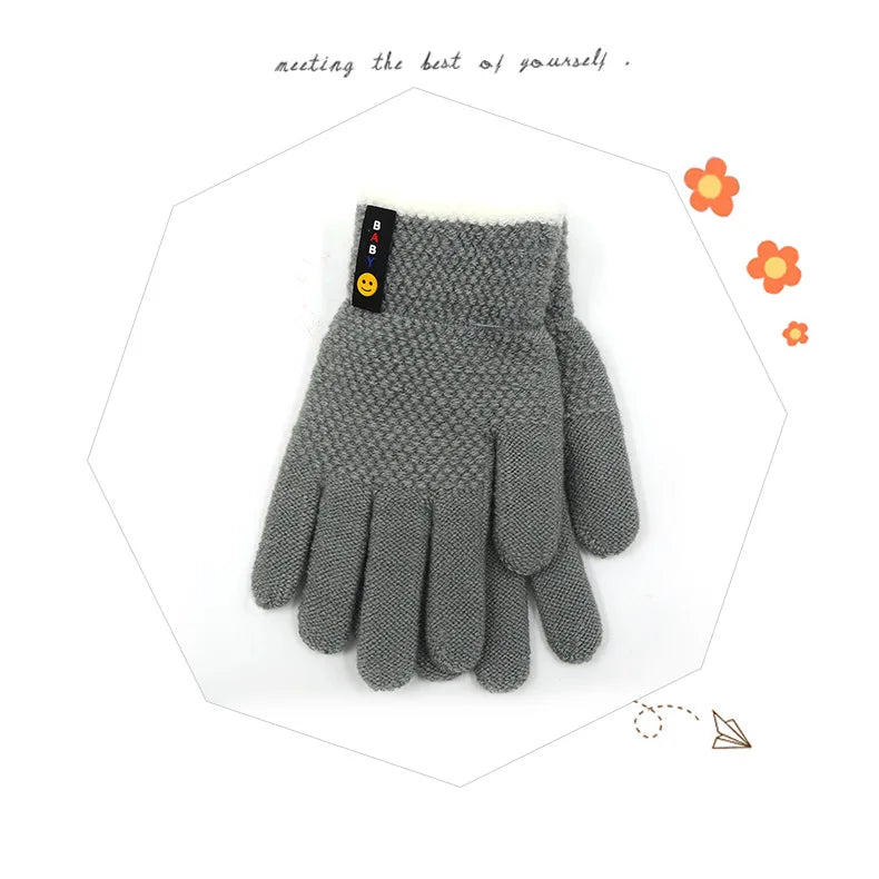 6-10 Years Old New Fashion Kids Thick Knitted Gloves Warm Winter Gloves Children Stretch Mittens Boy Girl Infant Accessories