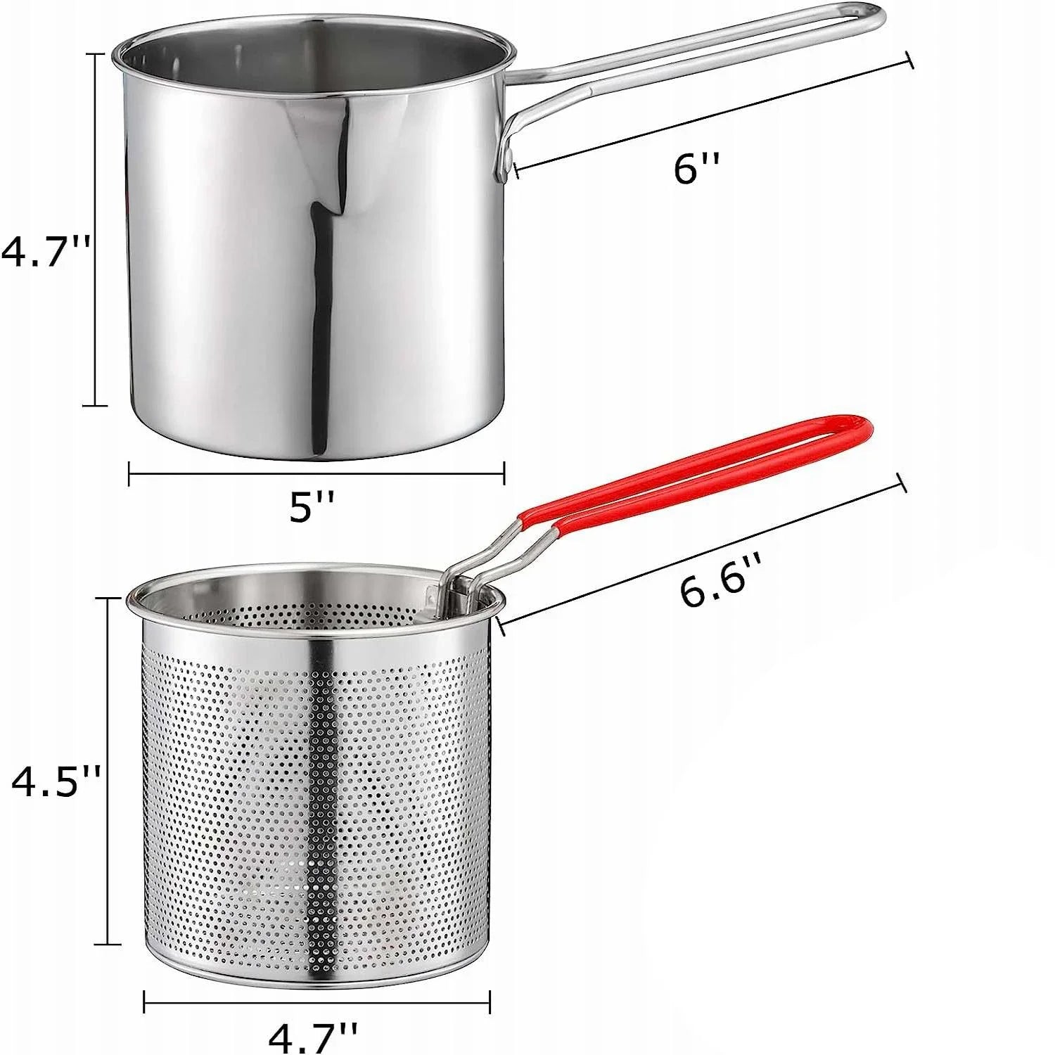 Deep Frying Pot Stainless Steel Kitchen Fryer with Strainer Basket Tempura Chicken Donut Fryer with Lid — view 7 of cookware