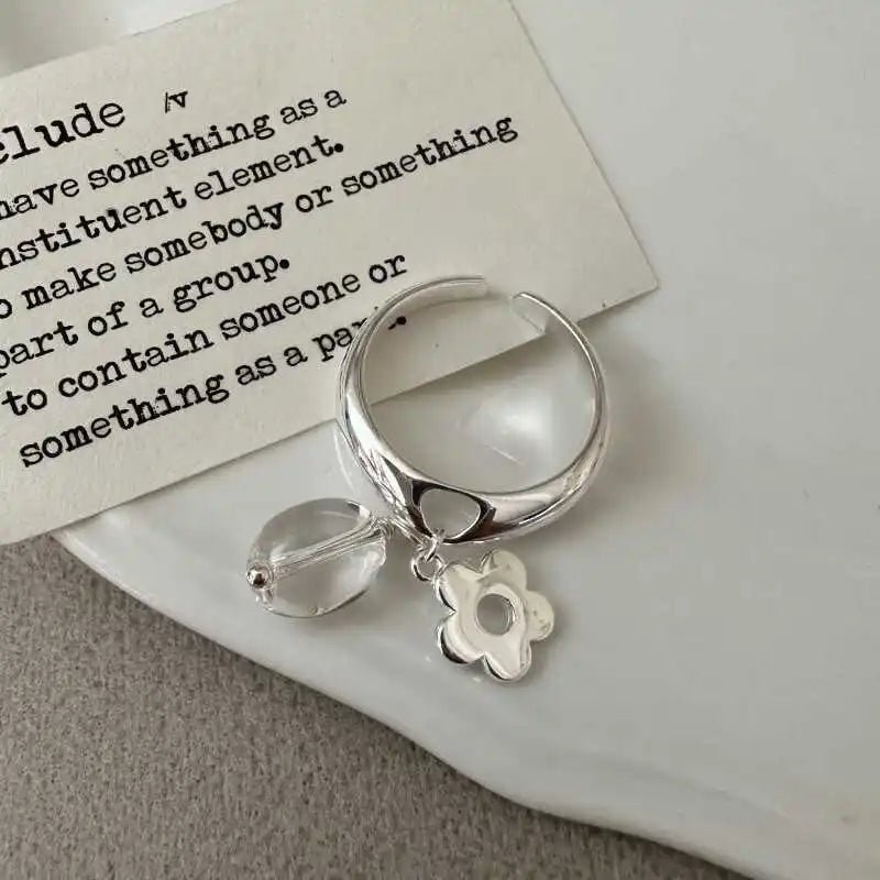 VENTFILLE Women's 925 Sterling Silver Flower Ring — Hollow Retro Fine Jewelry Gift