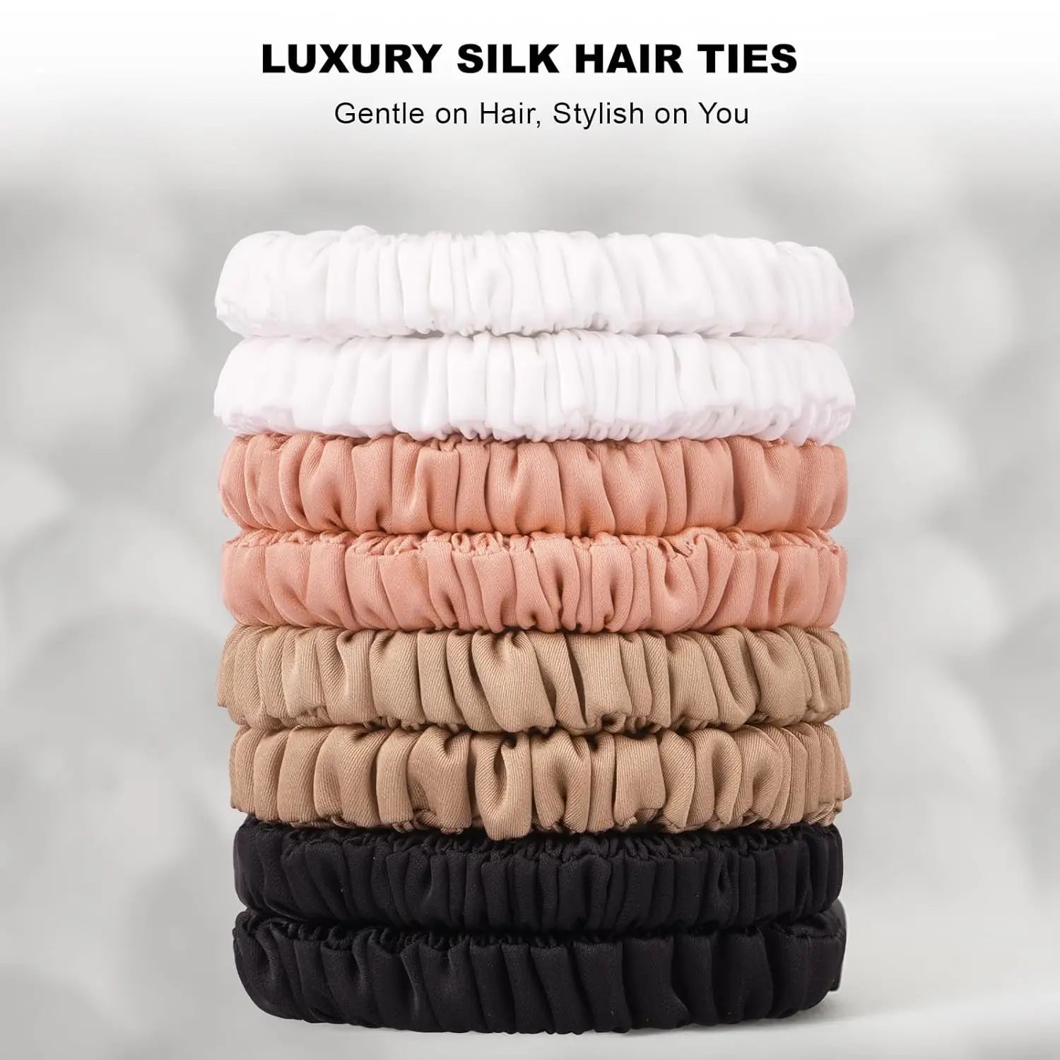 Mulberry Silk Scrunchies 8-Pack — Gentle No-Damage Hair Ties for Women — view 4 of hair accessories