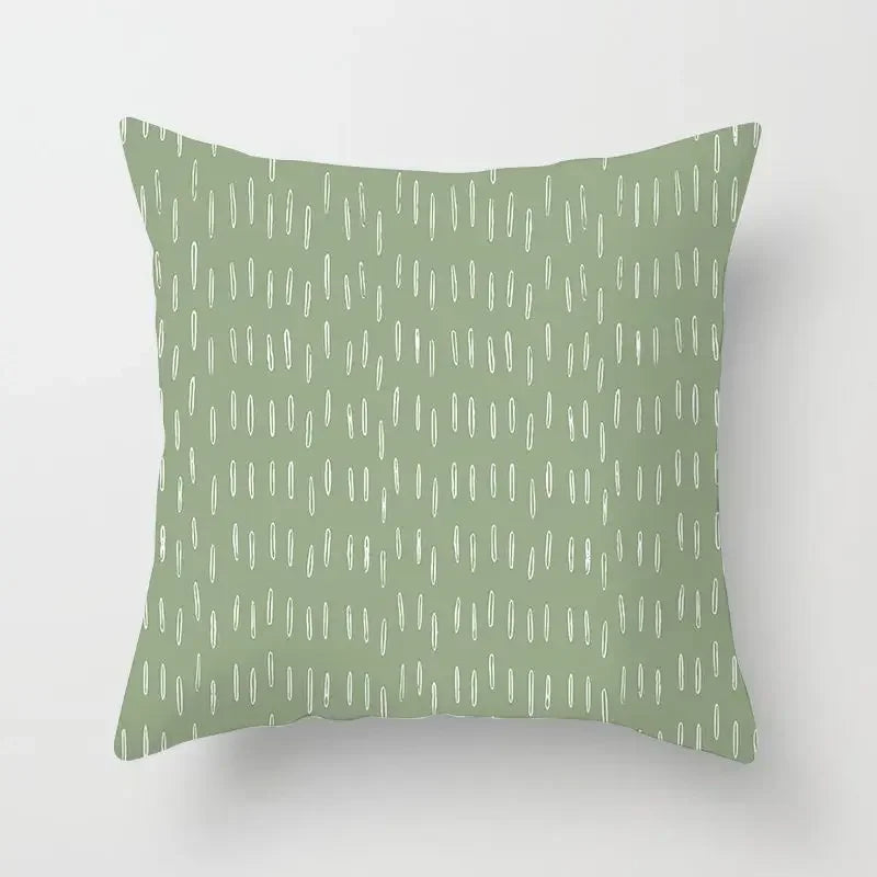 Delicate Green Geometric Pillowcase — Breathable Art-Pattern Cushion Cover for Home — view 4 of cushion covers & pillow cases