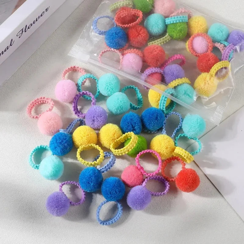 20 pcs colorful fluffy hair elastics  Kids ponytail bands  Hair accessories gift — view 6 of product