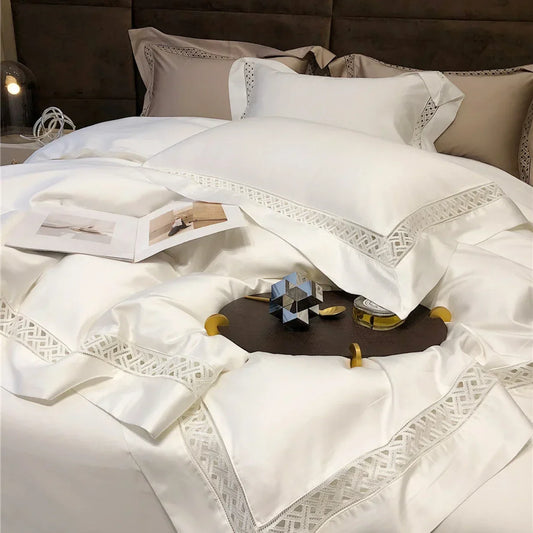 High-End Luxury 140 Pieces Pima Cotton Four-Piece Set Pure Cotton All Cotton Lace Hollow Quilt Cover Bed Sheet Bedding