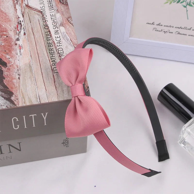 Solid Color Ribbon Bow Baby Hair Band - Summer Headband for Girls