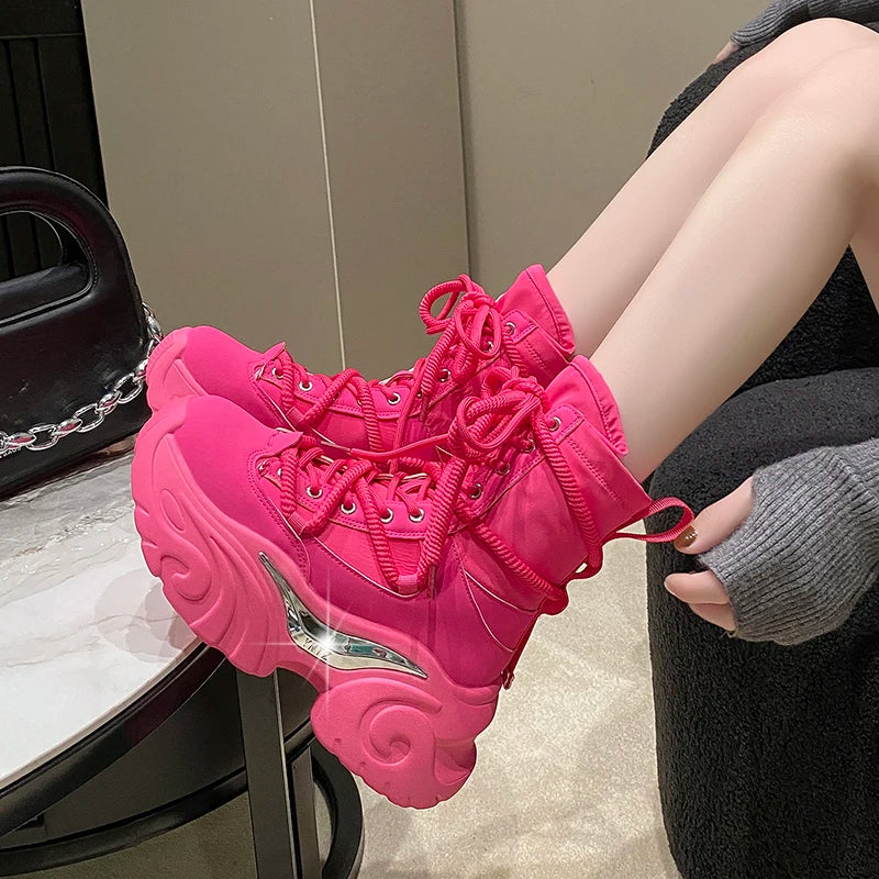 Chunky Platform Ankle Boots — Breathable High-Top Sneaker Booties 7.5 cm — view 3 of boots