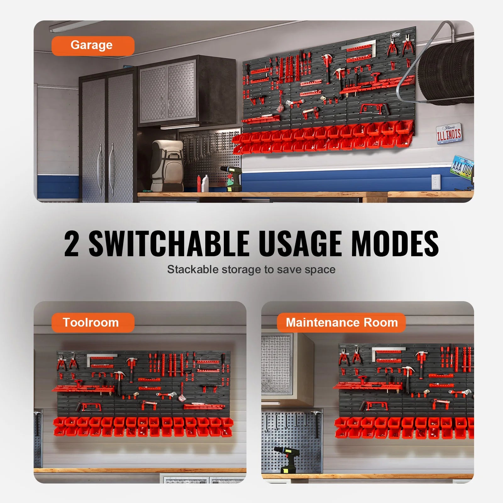 Storage Organizer Wall-Mount Parts Bin Rack — 30/48-Bin Garage Shop with Panels & Hooks — view 6 of storage & organisation