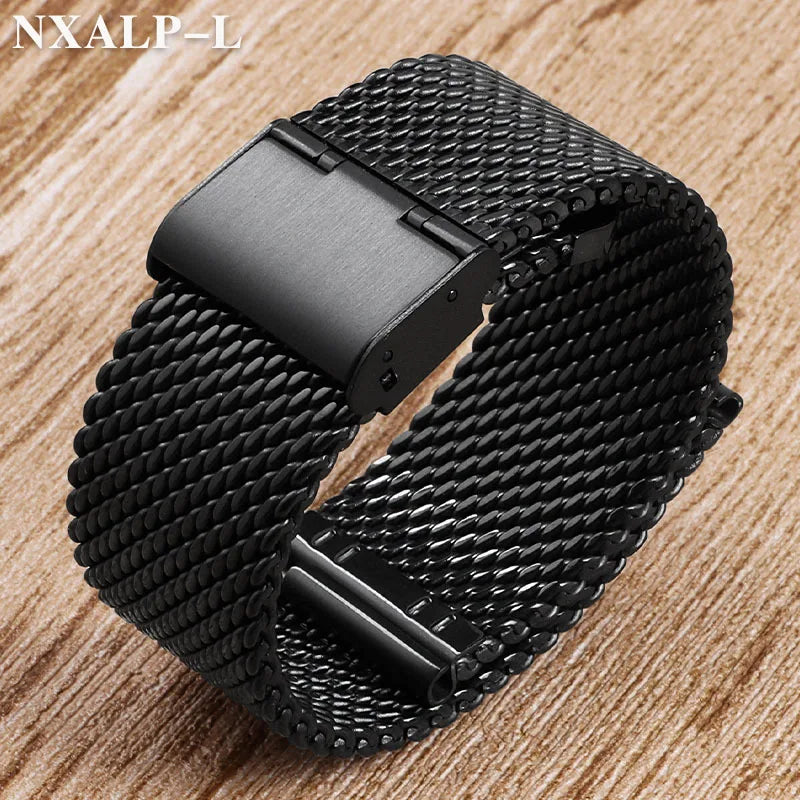 Milanese Mesh Loop Stainless Steel Watch Band — 18/20/22mm Magnetic Quick-Release Strap — view 7 of watch straps