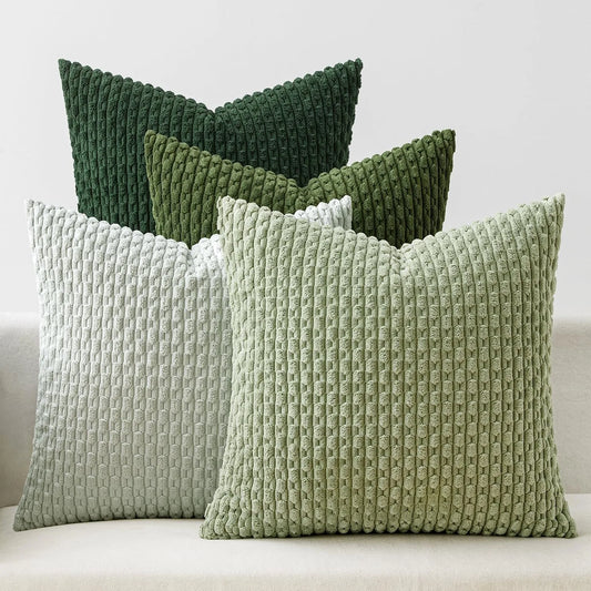 Spring Corduroy Throw Pillow Cover &mdash; 20&times;20 in Farmhouse Boho Striped Cushion Case — view 1 of cushion covers & pillow cases