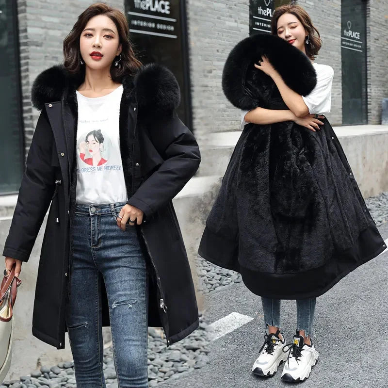 Winter Women Jacket Parka Clothes Fur Collar Warm Loose