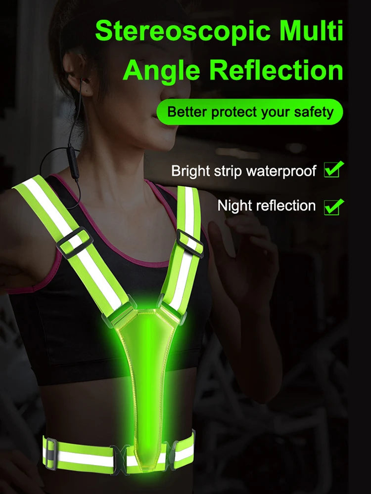 LED Running Safety Vest — USB-Rechargeable Reflective Night Visibility Vest — view 4 of sports & fitness