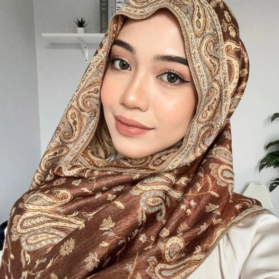 Hijab Scarf Long Pashmina — Lightweight Modest-Fashion Essential Cashmere Shawl Turban Head Wrap — view 1 of scarves & wraps