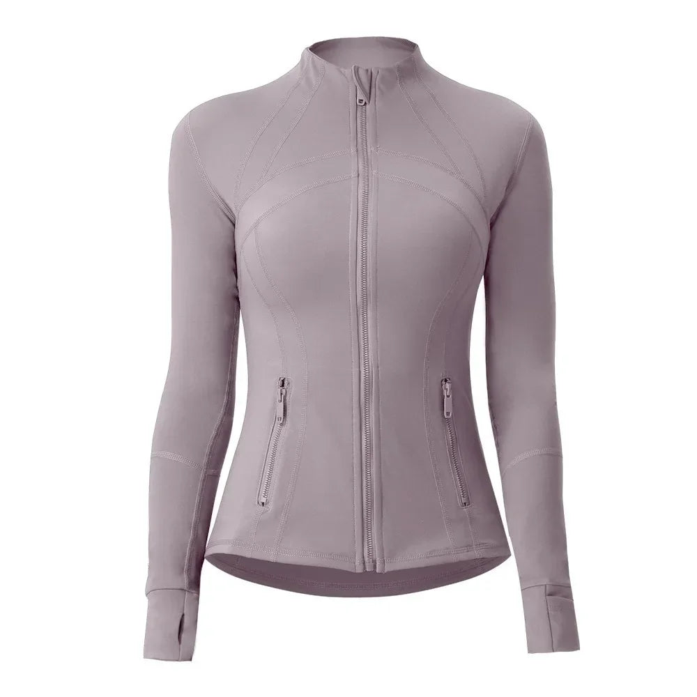 Women Running Jackets Athletic Workout Fitness Jacket Track Full Zip Up Gym Tops Slim Fit Yoga Shirt Long Sleeve Sports Coats