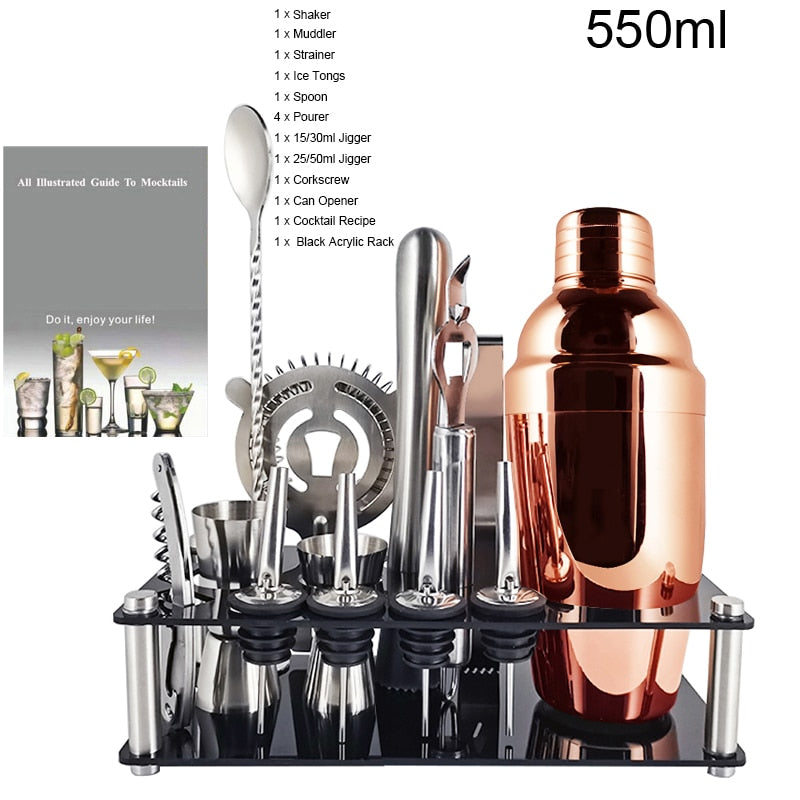 1-14 Pcs Stainless Steel Cocktail Shaker Set – 600ml/750ml Mixer for Drinks