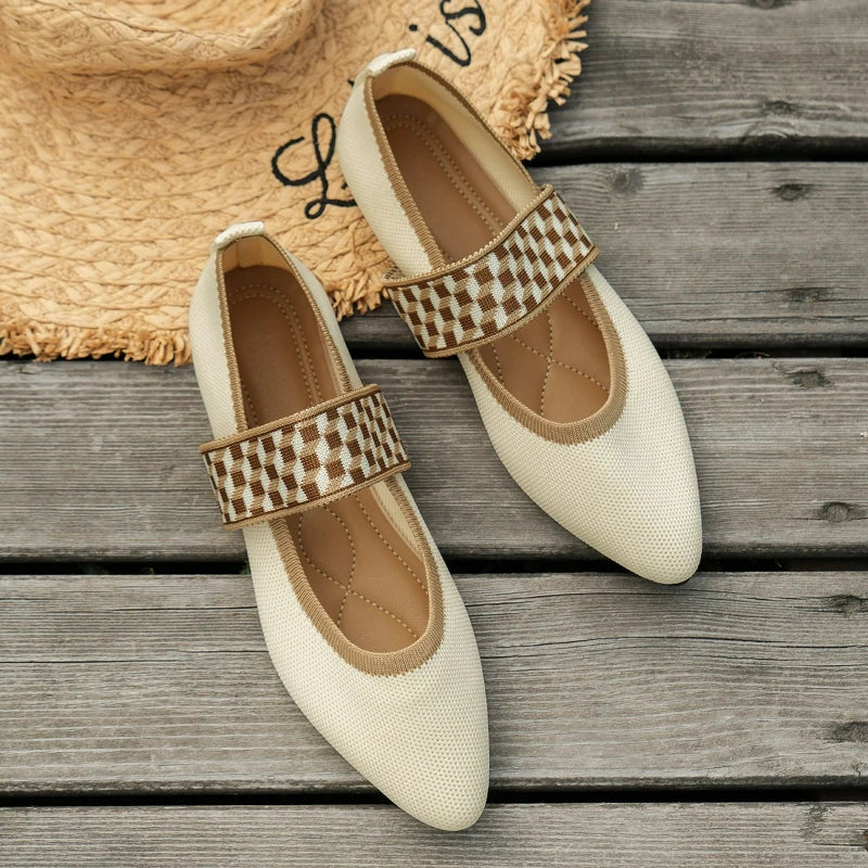 Flats & Ballet — Knitted Pointed-Toe Ballet Flats, Low-Heel Elegant Breathable Sneakers — view 6 of flats & ballet
