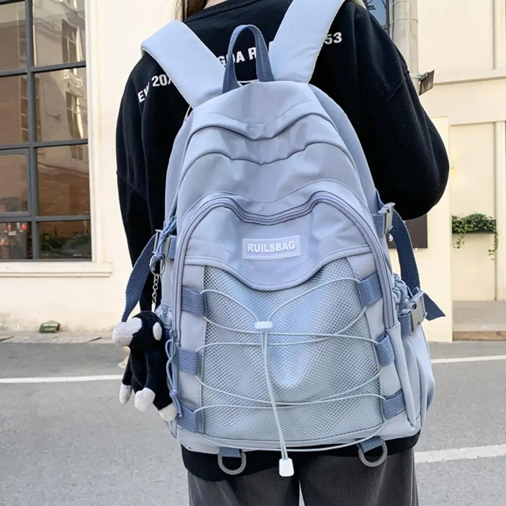 Wide Shoulder Strap Backpack Fashionable Korean Style High School Backpack for Teen Girls with Capacity Multi-pockets