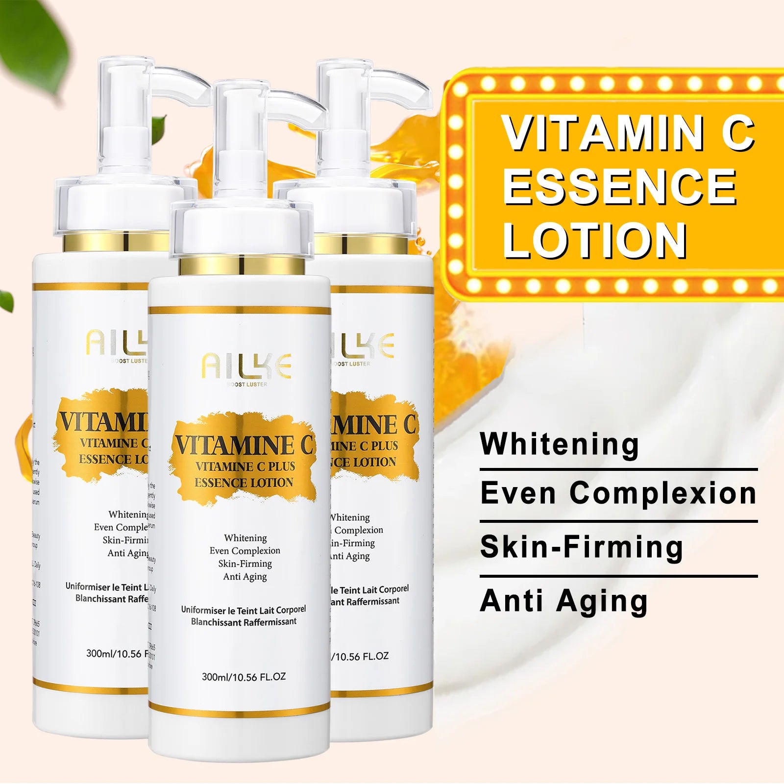 AILKE Brightening Body Lotion — Vitamin C + Hyaluronic Acid for Even Skin Tone