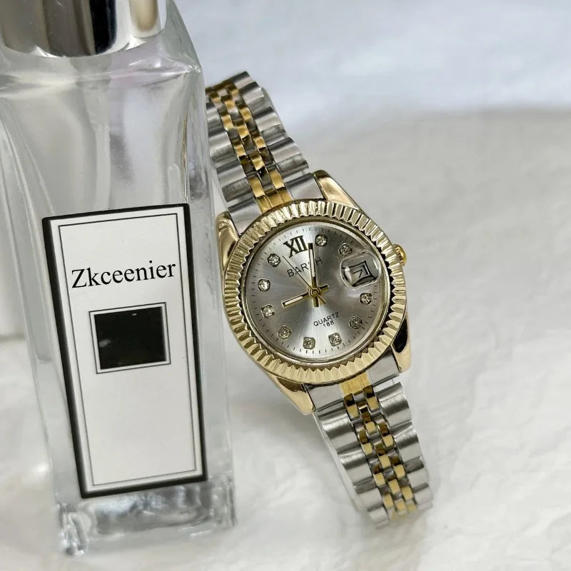 Women's Golden Steel Watch — Diamond Fashion Luxury Quartz Wristwatch — view 1 of watches