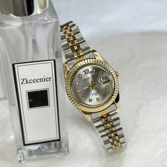 Women's Golden Steel Watch — Diamond Fashion Luxury Quartz Wristwatch — view 1 of watches