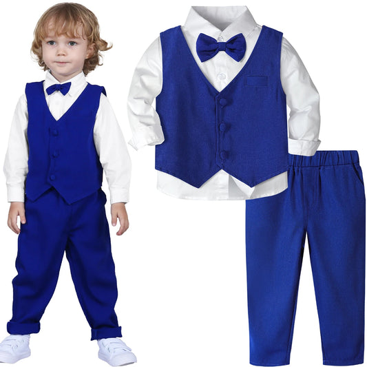 Baby Wedding Outfit Boy Toddler Baptism Suit Kids Birthday Party Easter Gift Clothes Infant Gentleman Xmas Clothing Set 3PCS