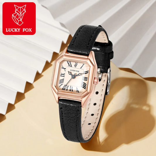 Women's Vintage Square Watch — Fashion Leather Strap Quartz Wristwatch — view 1 of watches