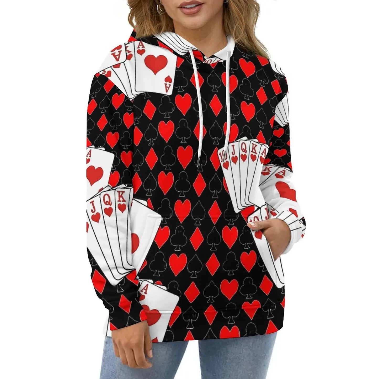 Poker Cards Suits Hoodies Playing Card Street Style Casual Hoodie Long Sleeve Aesthetic Graphic Sweatshirts Birthday Gift