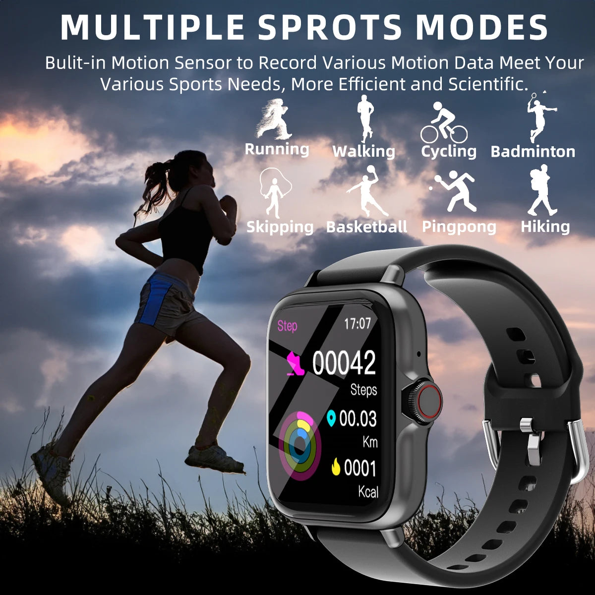 1.83in Waterproof Smart Watch — Bluetooth Call Sleep Monitor Sports Pedometer Smartwatch — view 3 of smart watches