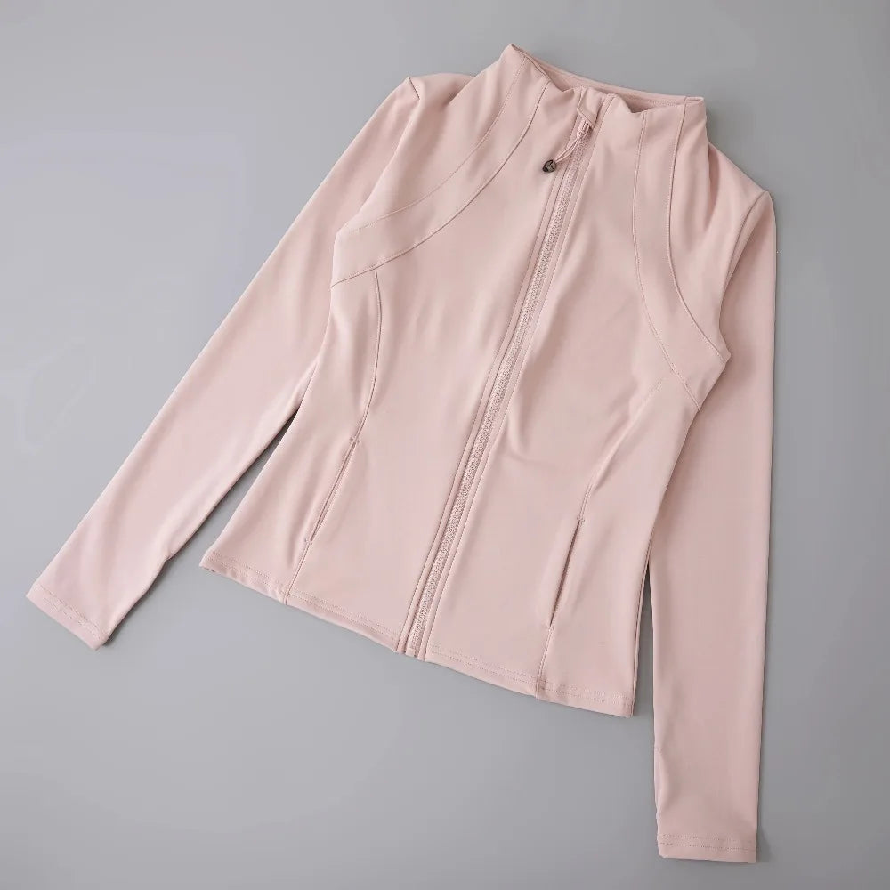 Women’s Full-Zip Yoga Jacket — Spandex Long-Sleeve Top with Thumb Holes