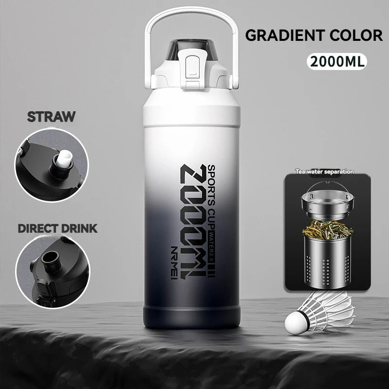 Thermos Water Bottle With Straw Handle Cup 316 Stainless Steel Flask Large Capacity Vacuum Insulated Tumbler